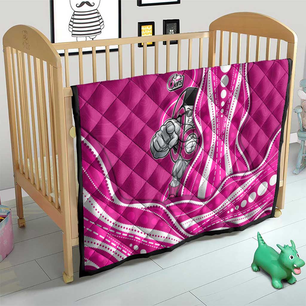 Sydney Sixers Quilt Aboriginal Dot Art Pink White - Tribal Wave Pattern