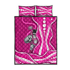 Sydney Sixers Quilt Bed Set Aboriginal Dot Art Pink White - Tribal Wave Pattern