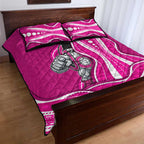 Sydney Sixers Quilt Bed Set Aboriginal Dot Art Pink White - Tribal Wave Pattern