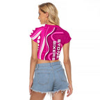 Sydney Sixers Raglan Cropped T Shirt Aboriginal Dot Art Pink White - Tribal Wave Pattern