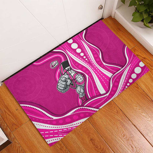 Sydney Sixers Rubber Doormat Aboriginal Dot Art Pink White - Tribal Wave Pattern