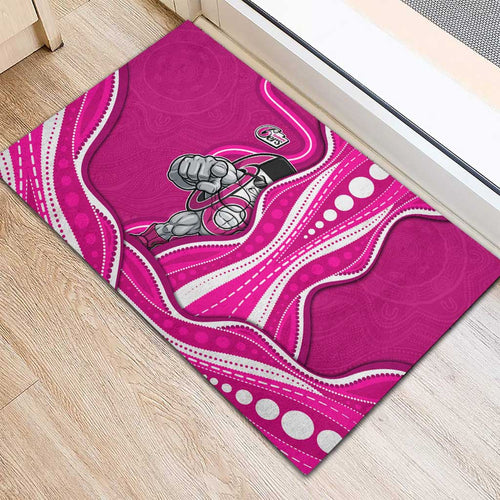 Sydney Sixers Rubber Doormat Aboriginal Dot Art Pink White - Tribal Wave Pattern
