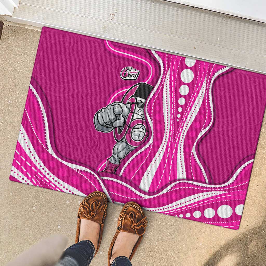 Sydney Sixers Rubber Doormat Aboriginal Dot Art Pink White - Tribal Wave Pattern