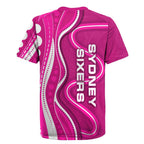 Sydney Sixers Rugby Jersey Aboriginal Dot Art Pink White - Tribal Wave Pattern