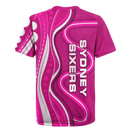 Sydney Sixers Rugby Jersey Aboriginal Dot Art Pink White - Tribal Wave Pattern