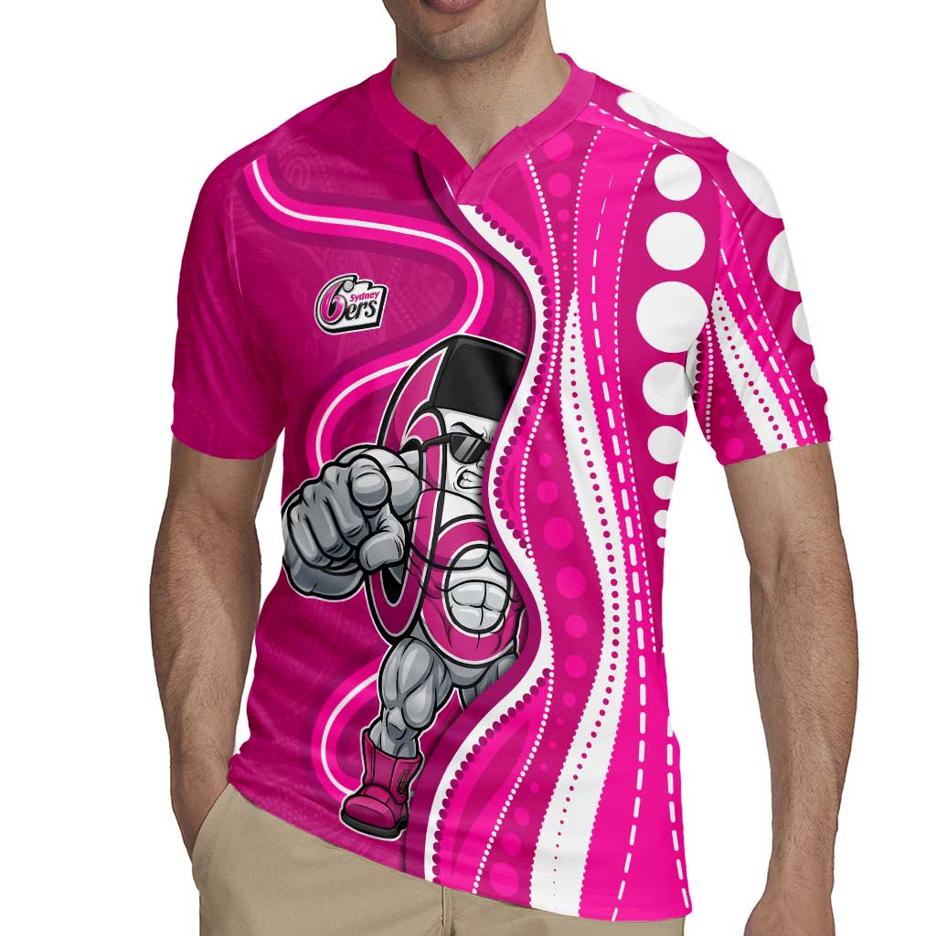 Sydney Sixers Rugby Jersey Aboriginal Dot Art Pink White - Tribal Wave Pattern
