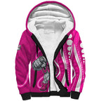 Sydney Sixers Sherpa Hoodie Aboriginal Dot Art Pink White - Tribal Wave Pattern