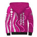 Sydney Sixers Sherpa Hoodie Aboriginal Dot Art Pink White - Tribal Wave Pattern