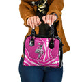 Sydney Sixers Shoulder Handbag Aboriginal Dot Art Pink White - Tribal Wave Pattern