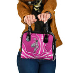 Sydney Sixers Shoulder Handbag Aboriginal Dot Art Pink White - Tribal Wave Pattern