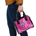 Sydney Sixers Shoulder Handbag Aboriginal Dot Art Pink White - Tribal Wave Pattern