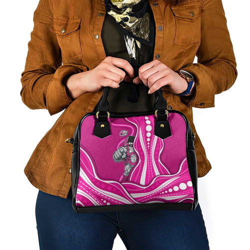 Sydney Sixers Shoulder Handbag Aboriginal Dot Art Pink White - Tribal Wave Pattern