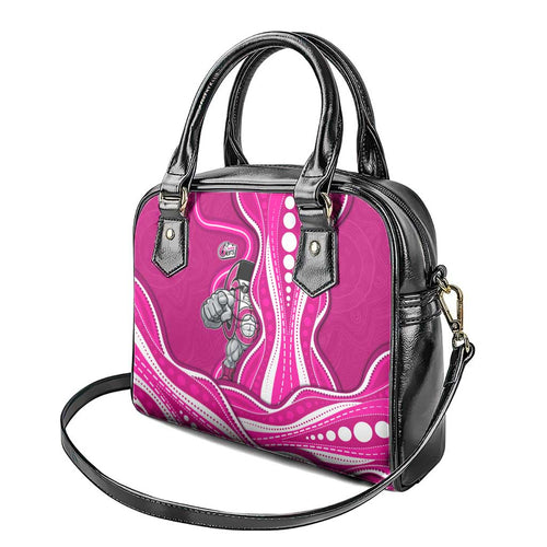 Sydney Sixers Shoulder Handbag Aboriginal Dot Art Pink White - Tribal Wave Pattern