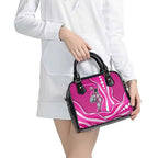 Sydney Sixers Shoulder Handbag Aboriginal Dot Art Pink White - Tribal Wave Pattern