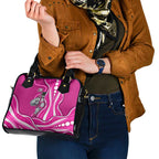 Sydney Sixers Shoulder Handbag Aboriginal Dot Art Pink White - Tribal Wave Pattern