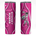 Sydney Sixers Skinny Tumbler Aboriginal Dot Art Pink White - Tribal Wave Pattern
