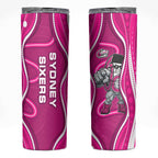 Sydney Sixers Skinny Tumbler Aboriginal Dot Art Pink White - Tribal Wave Pattern