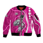 Sydney Sixers Sleeve Zip Bomber Jacket Aboriginal Dot Art Pink White - Tribal Wave Pattern
