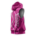 Sydney Sixers Sleeveless Hoodie Aboriginal Dot Art Pink White - Tribal Wave Pattern