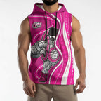 Sydney Sixers Sleeveless Hoodie Aboriginal Dot Art Pink White - Tribal Wave Pattern