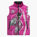 Sydney Sixers Sleeveless Puffer Jacket Aboriginal Dot Art Pink White - Tribal Wave Pattern