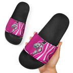 Sydney Sixers Slide Sandals Aboriginal Dot Art Pink White - Tribal Wave Pattern