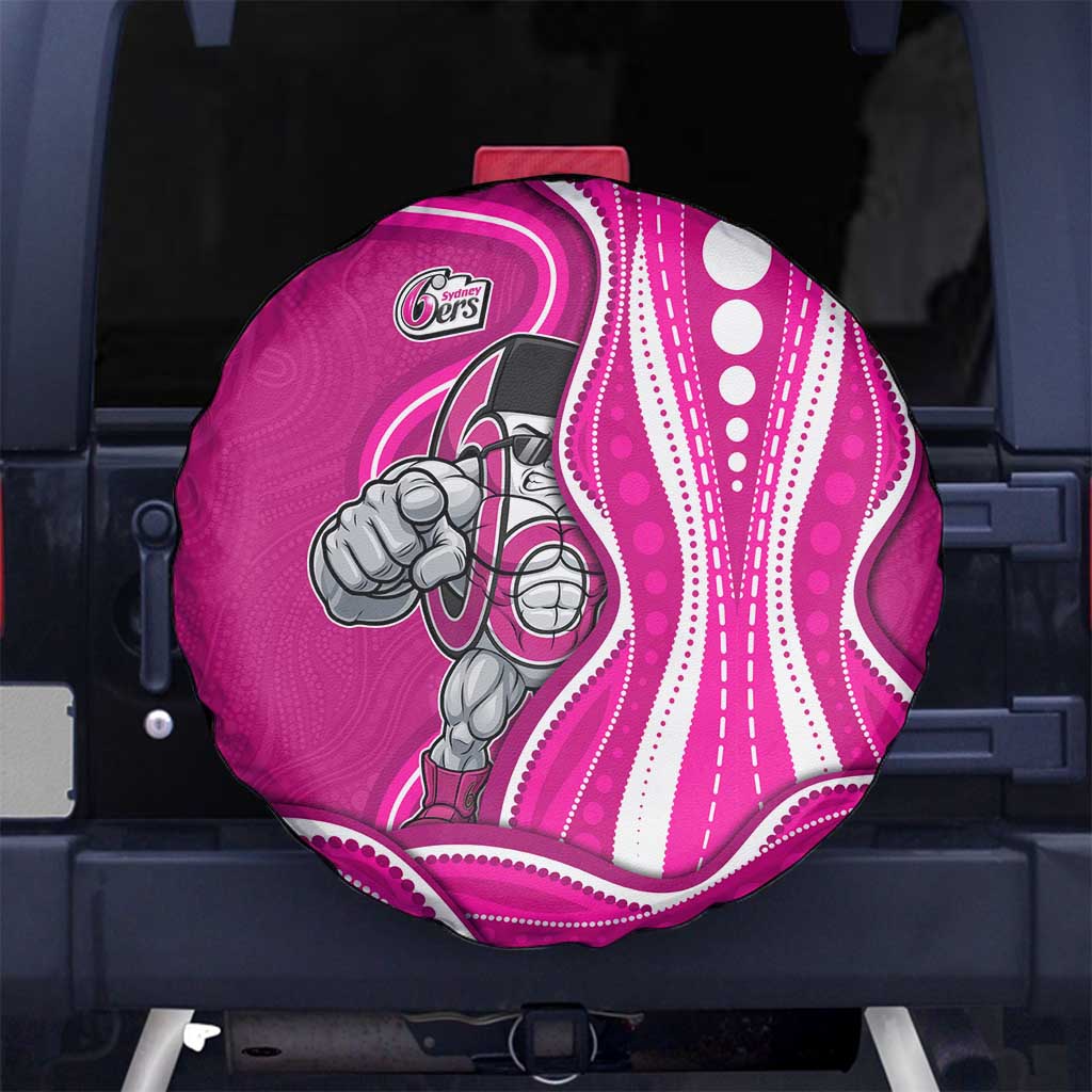 Sydney Sixers Spare Tire Cover Aboriginal Dot Art Pink White - Tribal Wave Pattern