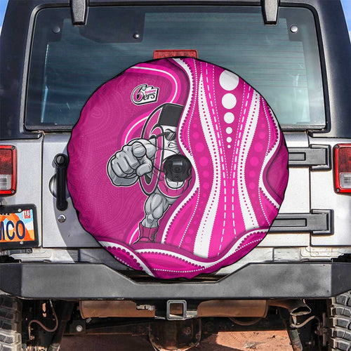 Sydney Sixers Spare Tire Cover Aboriginal Dot Art Pink White - Tribal Wave Pattern