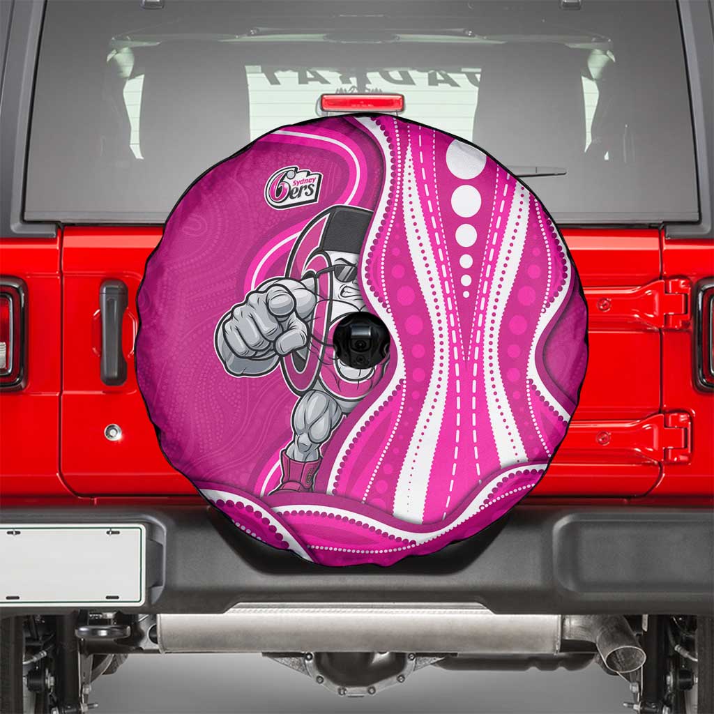 Sydney Sixers Spare Tire Cover Aboriginal Dot Art Pink White - Tribal Wave Pattern