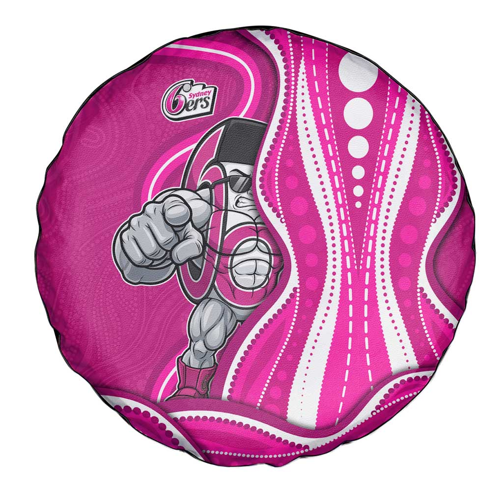 Sydney Sixers Spare Tire Cover Aboriginal Dot Art Pink White - Tribal Wave Pattern