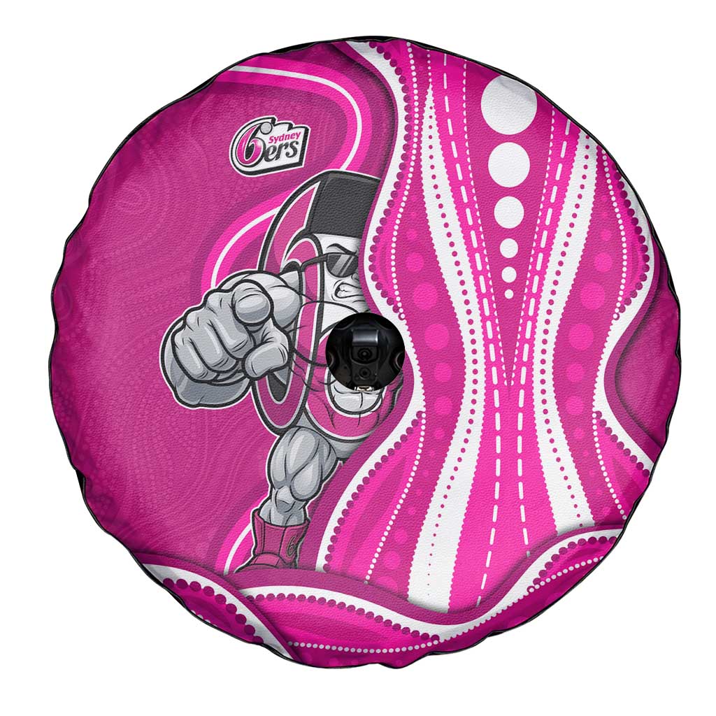 Sydney Sixers Spare Tire Cover Aboriginal Dot Art Pink White - Tribal Wave Pattern