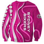 Sydney Sixers Sweatshirt Aboriginal Dot Art Pink White - Tribal Wave Pattern