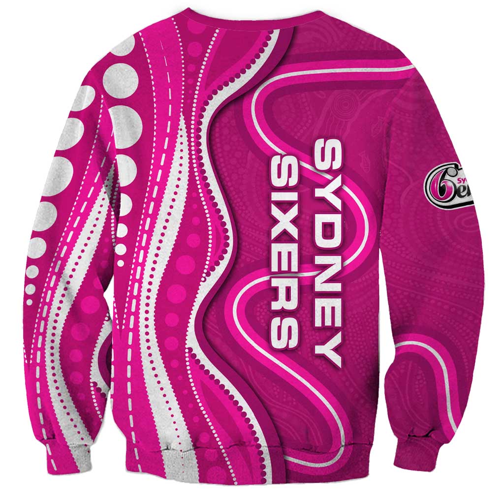 Sydney Sixers Sweatshirt Aboriginal Dot Art Pink White - Tribal Wave Pattern