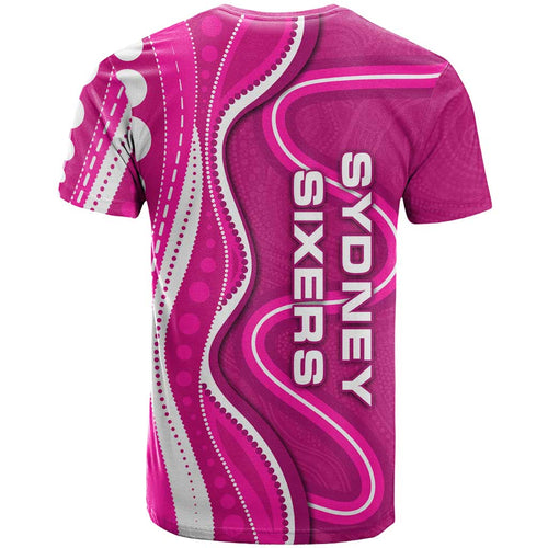 Sydney Sixers T Shirt Aboriginal Dot Art Pink White - Tribal Wave Pattern