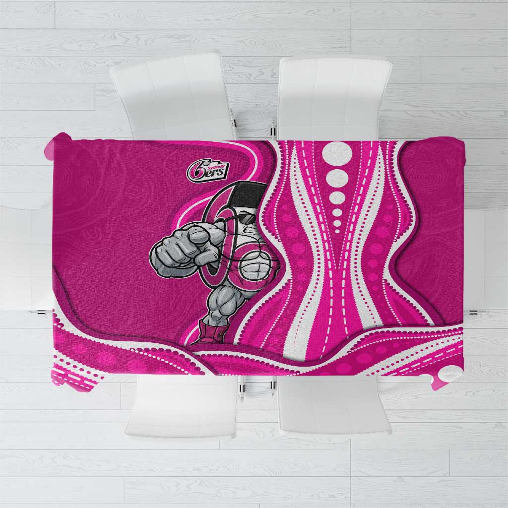 Sydney Sixers Tablecloth Aboriginal Dot Art Pink White - Tribal Wave Pattern