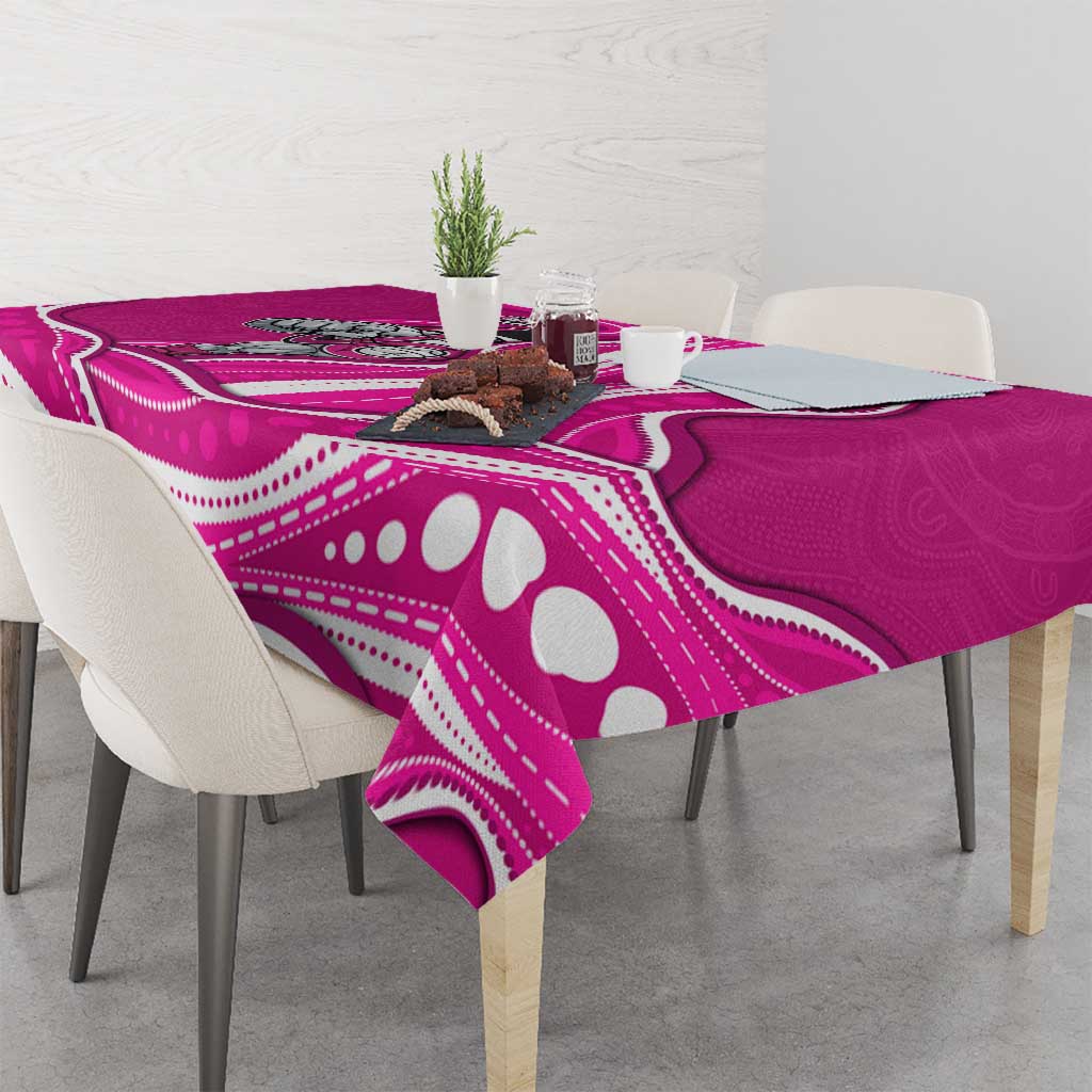 Sydney Sixers Tablecloth Aboriginal Dot Art Pink White - Tribal Wave Pattern