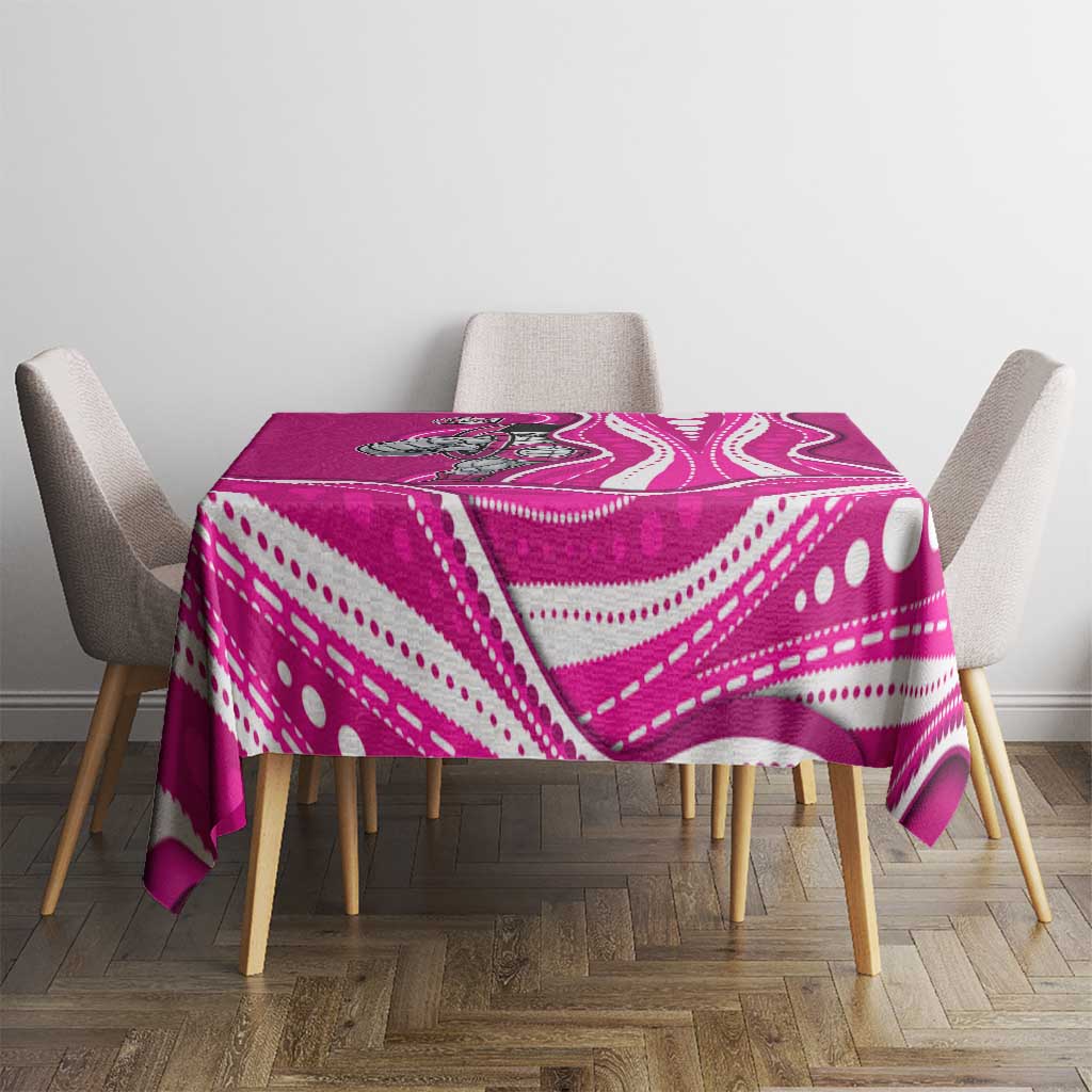 Sydney Sixers Tablecloth Aboriginal Dot Art Pink White - Tribal Wave Pattern