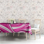 Sydney Sixers Tablecloth Aboriginal Dot Art Pink White - Tribal Wave Pattern