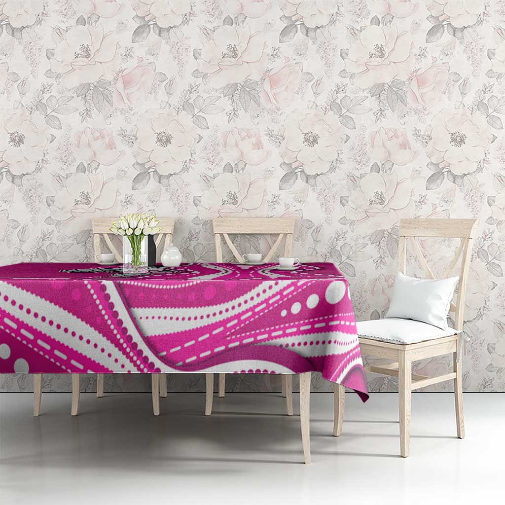 Sydney Sixers Tablecloth Aboriginal Dot Art Pink White - Tribal Wave Pattern