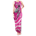 Sydney Sixers Tank Maxi Dress Aboriginal Dot Art Pink White - Tribal Wave Pattern