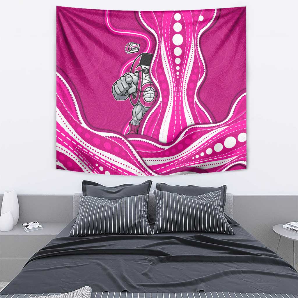 Sydney Sixers Tapestry Aboriginal Dot Art Pink White - Tribal Wave Pattern
