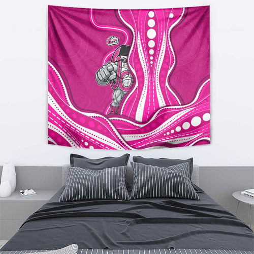 Sydney Sixers Tapestry Aboriginal Dot Art Pink White - Tribal Wave Pattern