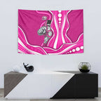 Sydney Sixers Tapestry Aboriginal Dot Art Pink White - Tribal Wave Pattern