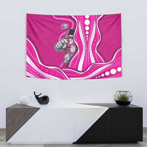 Sydney Sixers Tapestry Aboriginal Dot Art Pink White - Tribal Wave Pattern