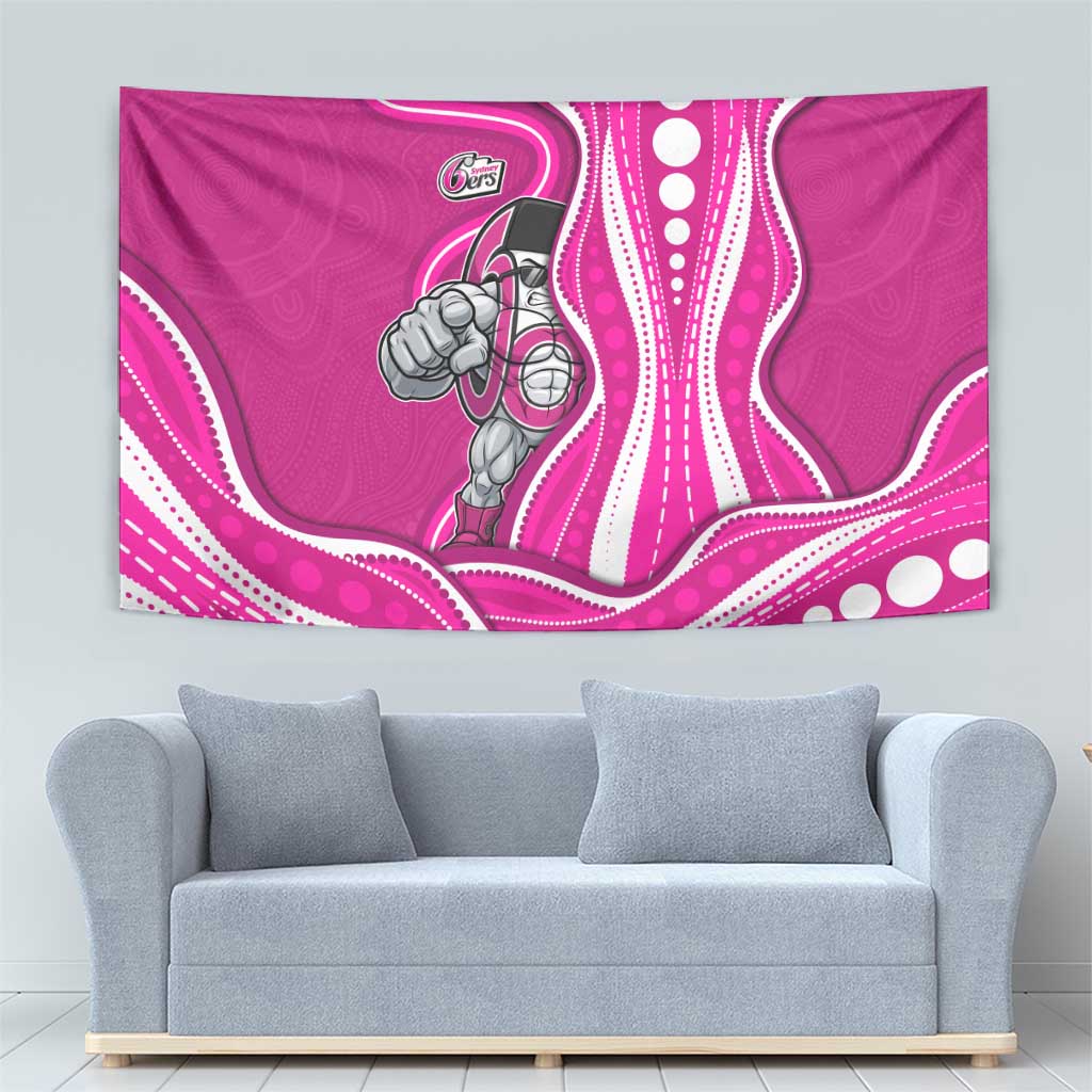 Sydney Sixers Tapestry Aboriginal Dot Art Pink White - Tribal Wave Pattern