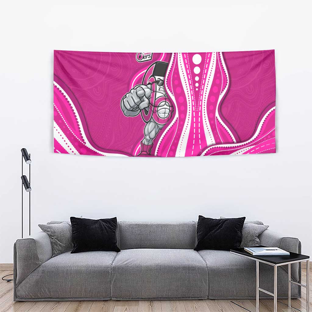 Sydney Sixers Tapestry Aboriginal Dot Art Pink White - Tribal Wave Pattern