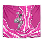 Sydney Sixers Tapestry Aboriginal Dot Art Pink White - Tribal Wave Pattern