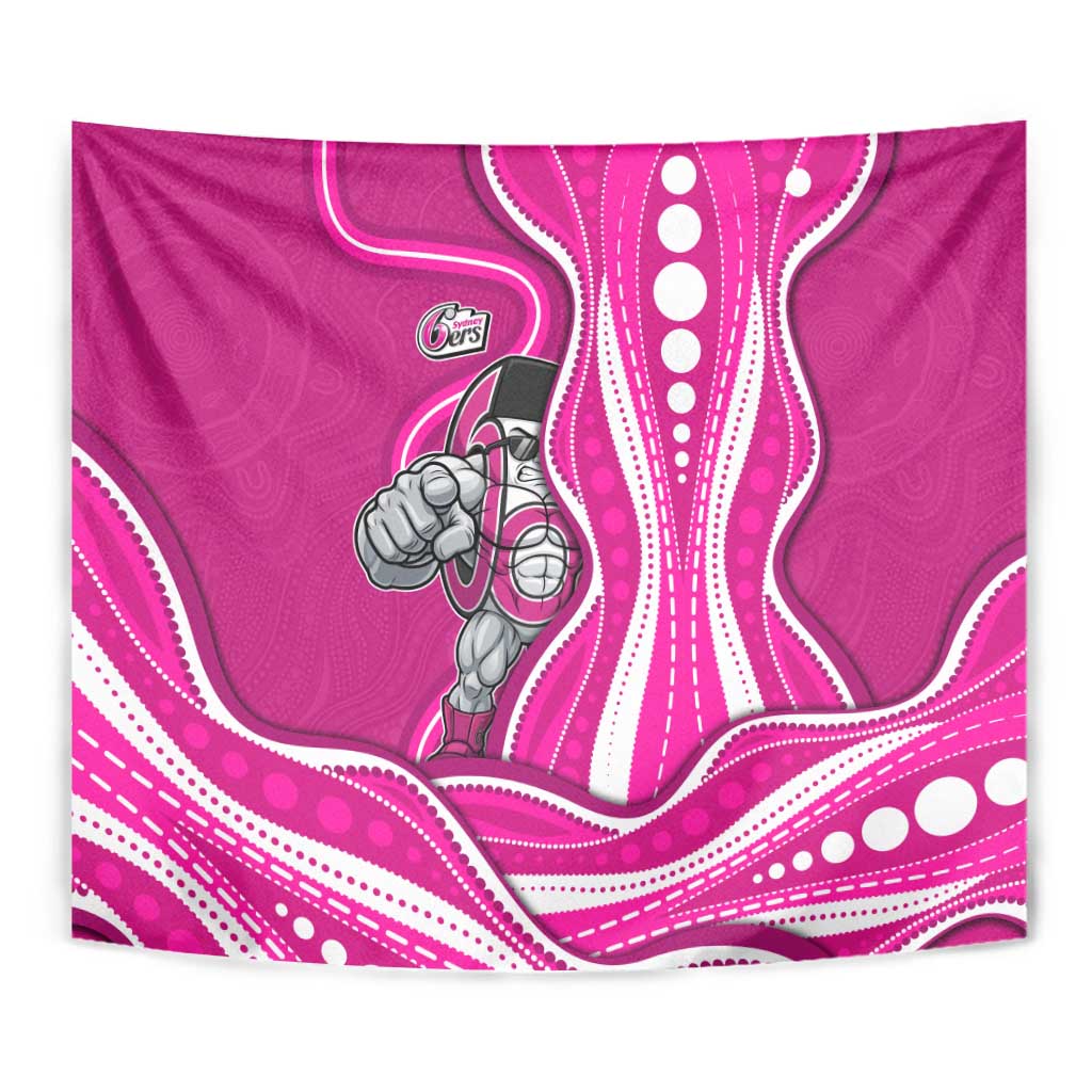 Sydney Sixers Tapestry Aboriginal Dot Art Pink White - Tribal Wave Pattern