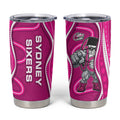 Sydney Sixers Tumbler Cup Aboriginal Dot Art Pink White - Tribal Wave Pattern