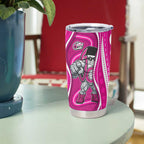 Sydney Sixers Tumbler Cup Aboriginal Dot Art Pink White - Tribal Wave Pattern